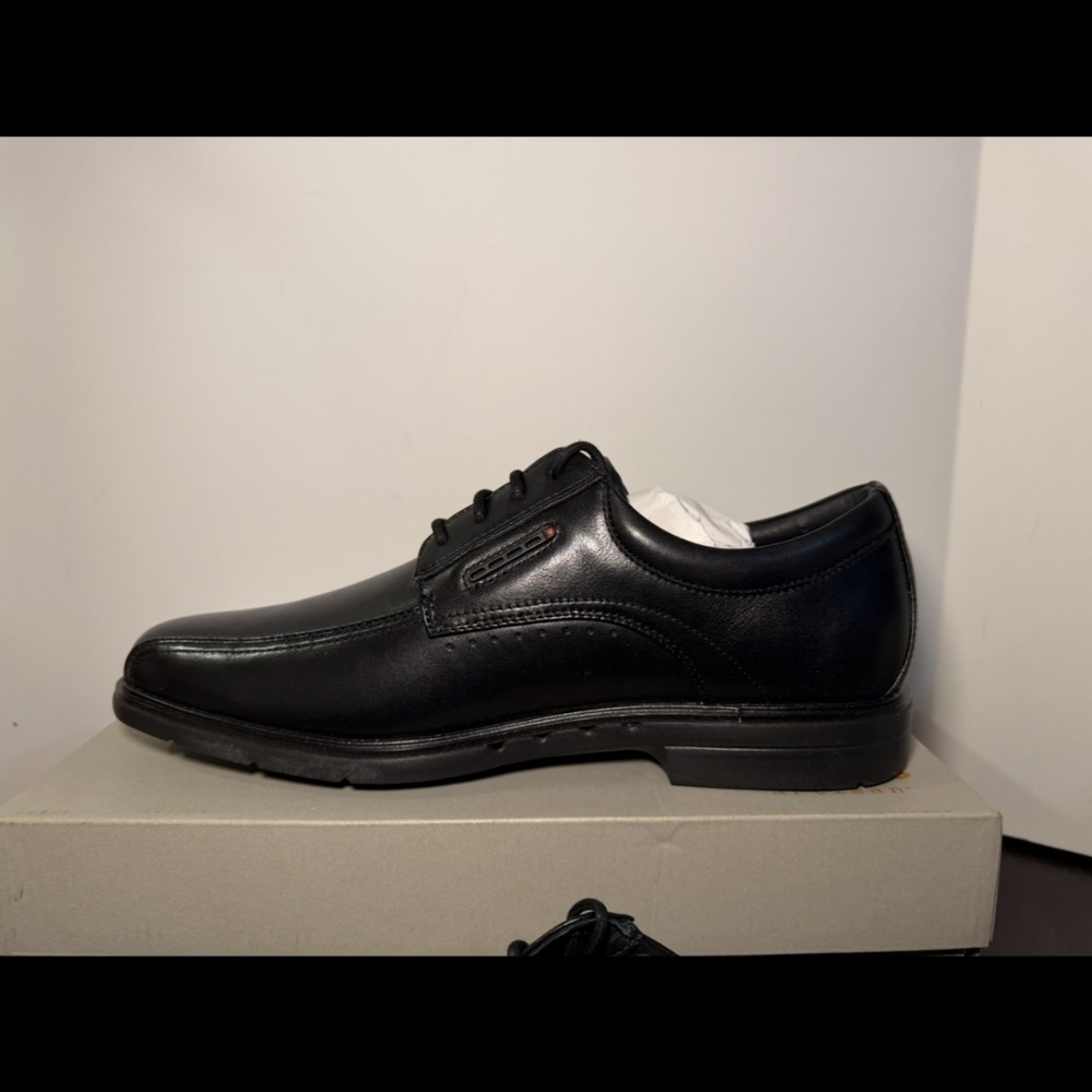 Clarks Un Kendric Way Leather Dress Shoes Black Mens 10.5W (Wide) - Picture 8 of 16